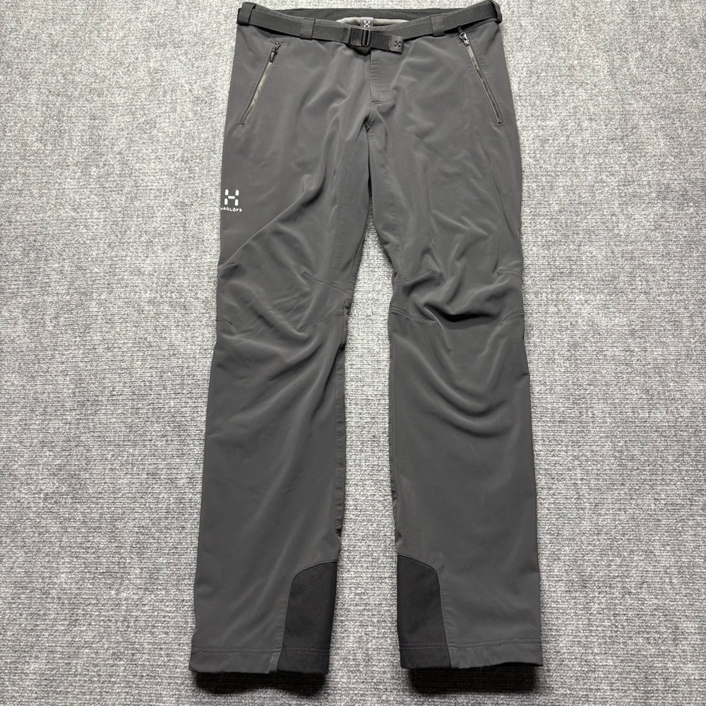 Haglofs Clay Pants Womens 42 (35x33) Gray Belted Walking Hiking Outdoor Gorpcore